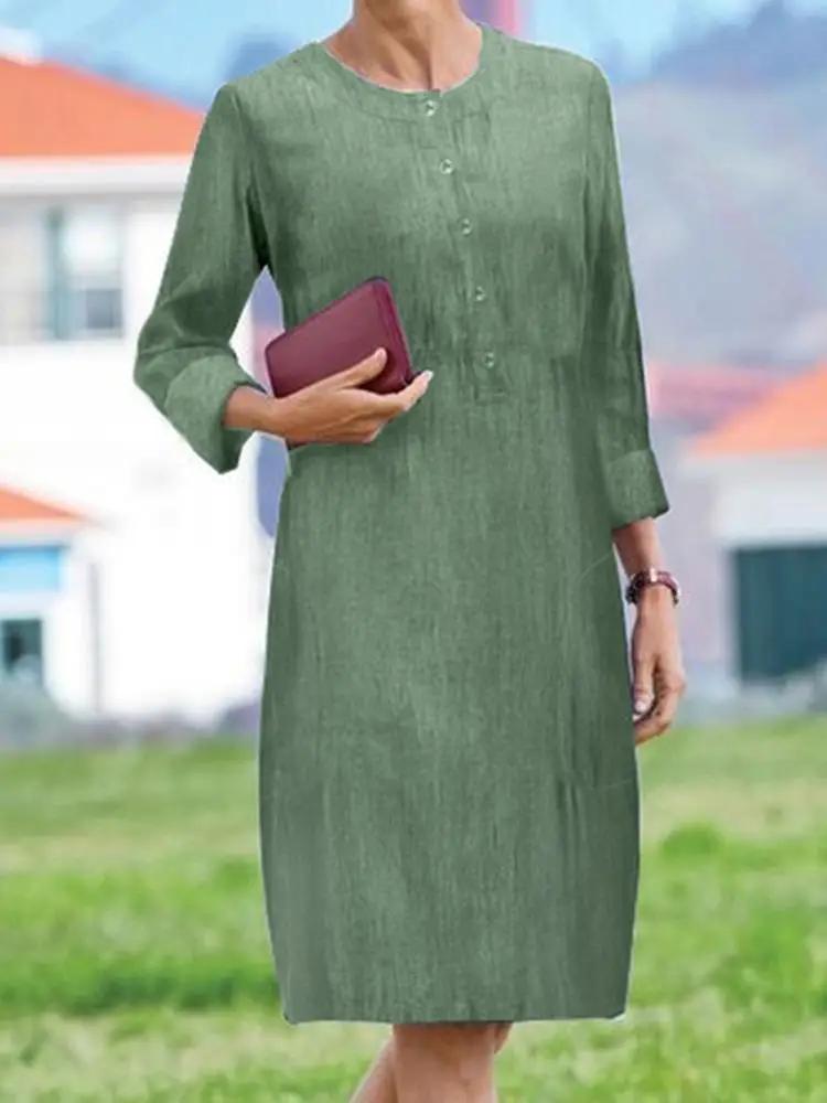 ZANZEA   Vestido ĳ־   ǽ Ƽ  ũ ̵ 巹, 2023  ư ָ OL κ